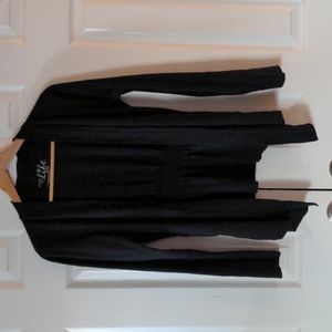 Like new cotton blend open front cardigan with cinched back very flattering